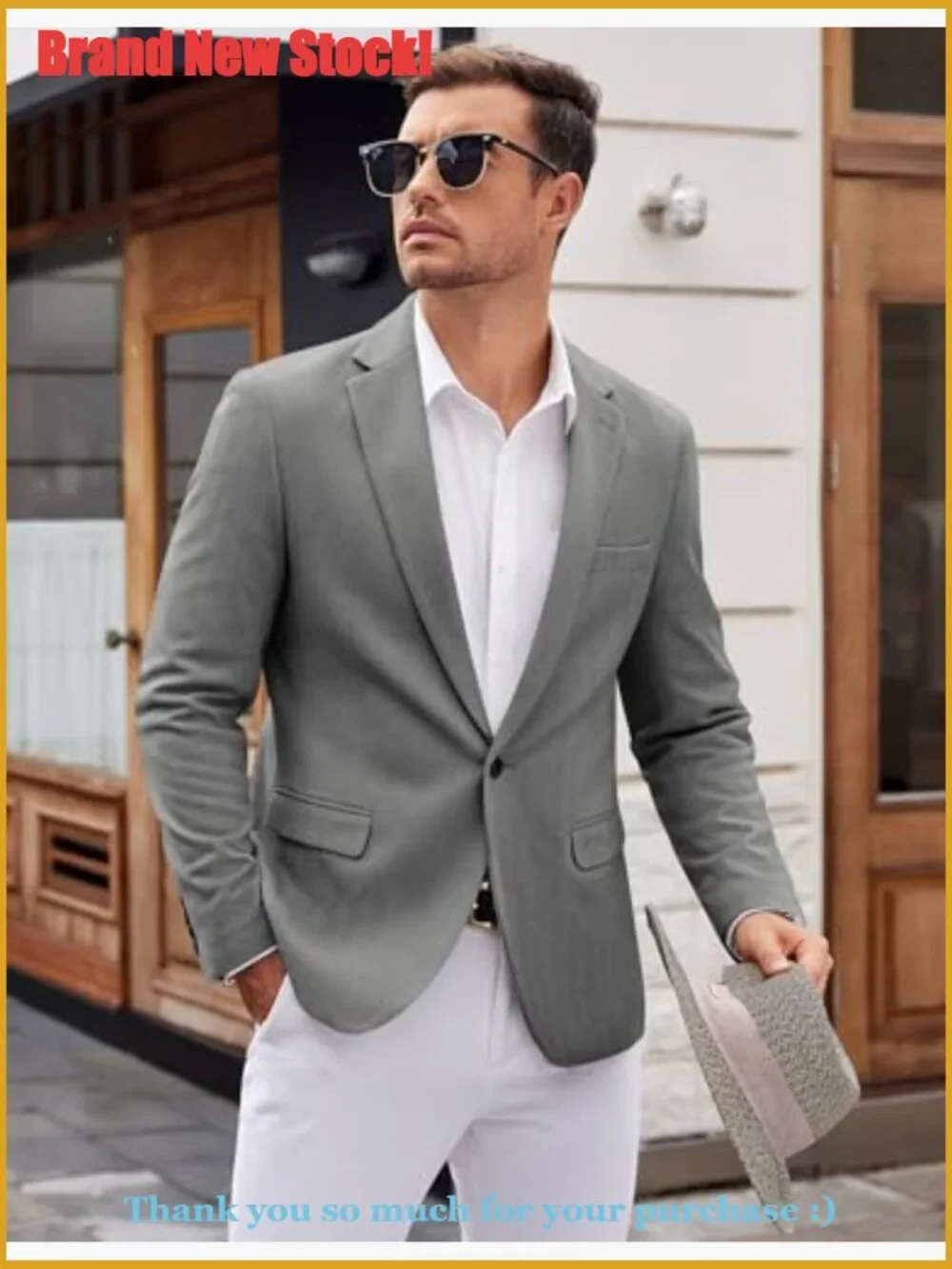 Tweed Herringbone Blazer Slim Fit Suit Jacket Formal Casual